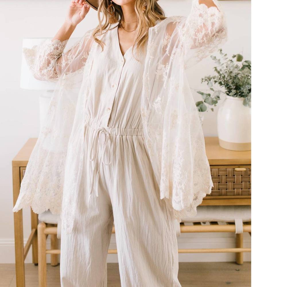 NEW ANDREE BY UNIT boardwalk jumpsuit in cream - Picture 9 of 10